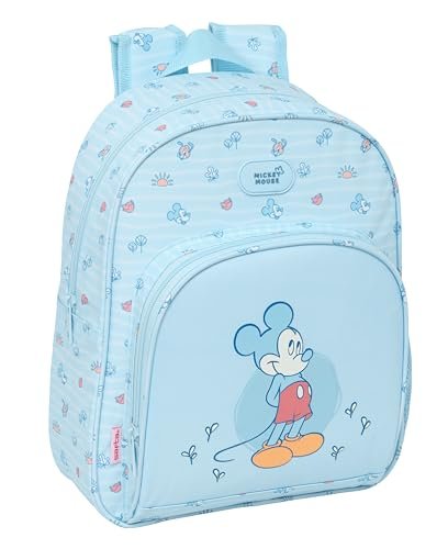 Safta MICKEY MOUSE BABY plecak dziecięcy, idealny dla dzieci w różnym wieku, wygodny i wszechstronny, jakość i wytrzymałość, 28 x 10 x 34 cm, Jasnoniebieski, M, Casual