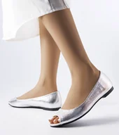 Mokasyny damskie - Srebrne metaliczne balerinki Trieux-37 - miniaturka - grafika 1