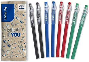 PILOT - Zestaw 8 długopisów FriXion Ball Stick - Atrament żelowy - 2 niebieskie, 2 czarne, 2 czerwone, 2 zielone - średnie końcówki - artykuły szkolne - Długopisy - miniaturka - grafika 1