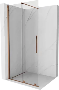 Mexen Velar drzwi prysznicowe rozsuwane Walk-in 75 cm, transparent, różowe złoto - 871-075-000-03-60 - Ścianki i drzwi prysznicowe - miniaturka - grafika 1