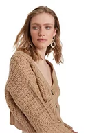 Swetry damskie - Trendyol Akrylowy kardigan - brązowy - regularny M brązowy, Wielbłądzi, M - miniaturka - grafika 1