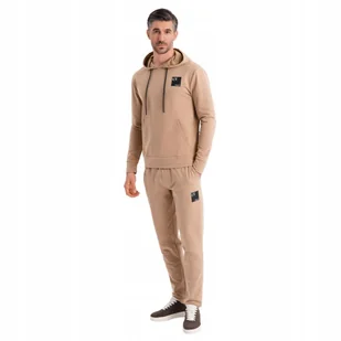 Komplet dresowy męski bluza z kapturem i spodnie brązowy Ombre Z107 V3 XXL - Dresy męskie - miniaturka - grafika 1