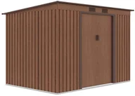 Altany ogrodowe - Domek narzędziowy OREGON 261x181cm Walnut, stalowy, z wentylacją, przestronny schowek na narzędzia, rowery i akcesoria ogrodowe Hardmaister - miniaturka - grafika 1