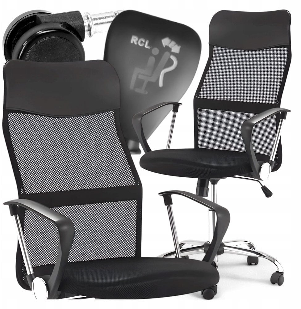 HitBaits FOTEL BIUROWY G511 SIATKOWANY CZARNY KANZA