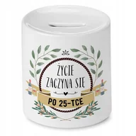 Skarbonki - Skarbonka na Urodziny 25 25te 25-te na Prezent z Nadrukiem ze Zdjęciem + Opakowanie na prezent (wzór 04) - miniaturka - grafika 1