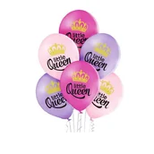 Balony i akcesoria - BELBAL Balony "Little Queen" pastel mix BELBAL 12" 6 szt BB5000302 - miniaturka - grafika 1