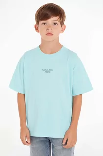 Koszulki dla chłopców - Calvin Klein Jeans t-shirt bawełniany dziecięcy kolor niebieski z nadrukiem - grafika 1