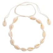 Naszyjniki - CHOKER naszyjnik wiązany MUSZELKI biały SZNUREK - miniaturka - grafika 1