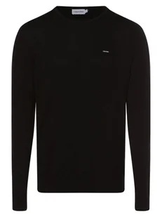 Calvin Klein - Sweter męski z dodatkiem jedwabiu, czarny - Swetry męskie - miniaturka - grafika 1