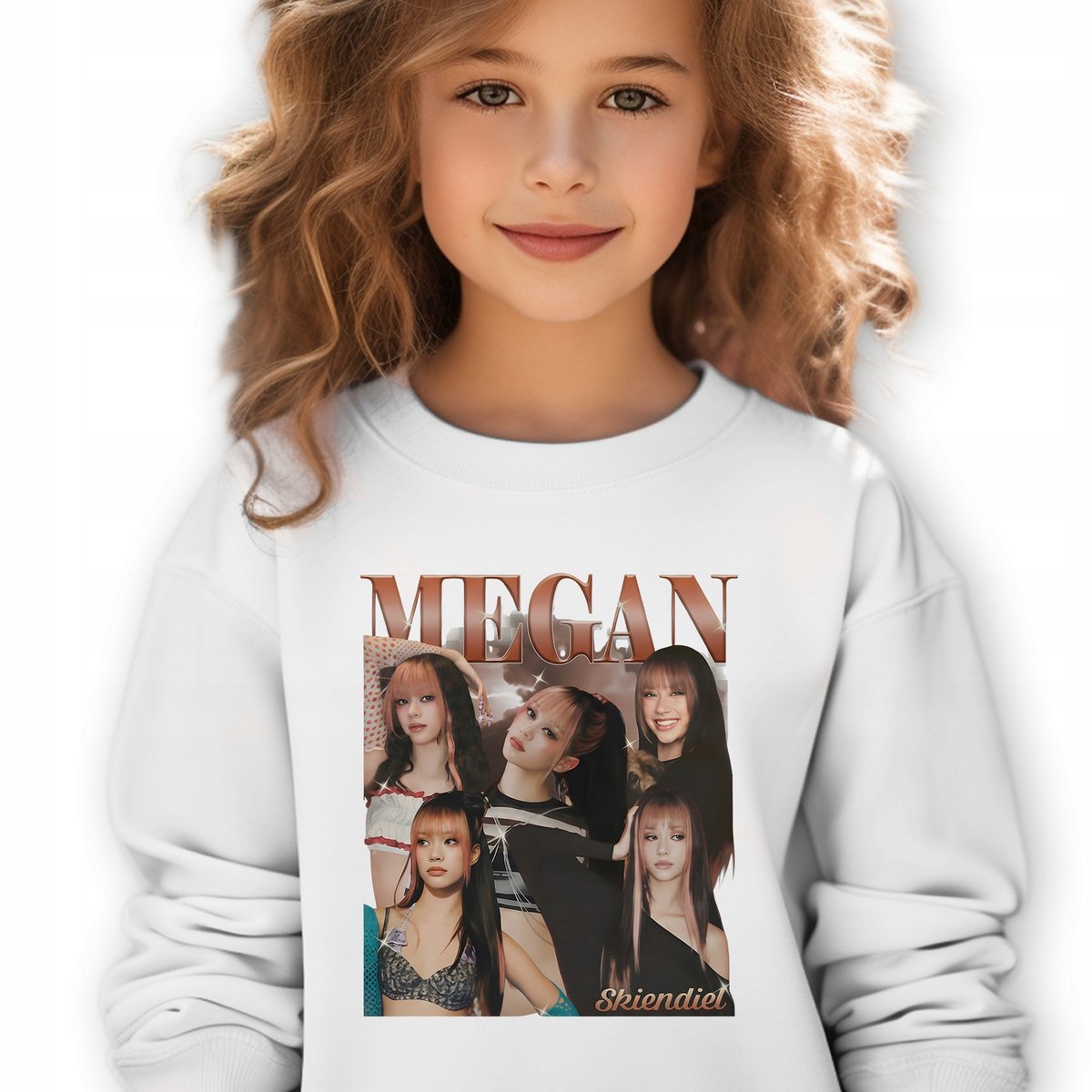 Bluza Dziecięca Biała MEGAN KATSEYE Muzyka K-pop Idolki Prezent - 128 cm Wz