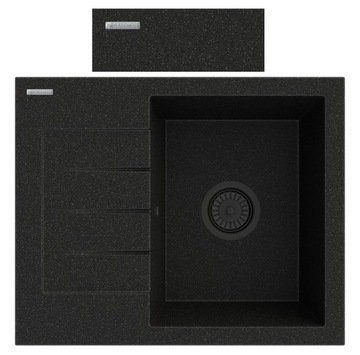 Granitan Zlewozmywak Granitowy Metalik Czarny Syfon Milano