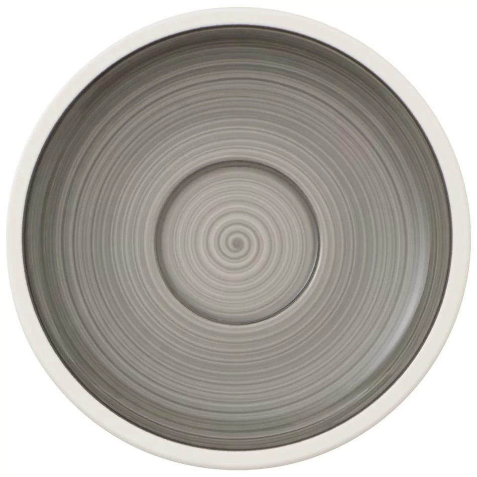Villeroy & Boch Manufacture gris spodek do kawy, ręcznie malowane naczynia z wysokiej jakości szarości, 16 cm podstawka pod filiżankę do kawy, porcelana, biała, 16 x 16 x 2 cm 10-4231-1310