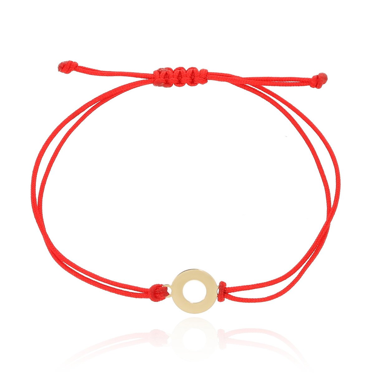 Bransoletka czerwony sznurek kółko pr. 585