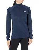 Koszulki i topy damskie - Under Armour Tech 1/2 Zip Twist, lekka koszulka z długim rękawem, oddychająca koszulka damska, Bleu Navy/Argentã, L - miniaturka - grafika 1