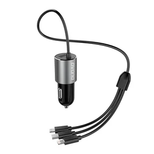 Dudao 3w1 ładowarka samochodowa USB 3,4 A wbudowany kabel Lightning / USB Typ C / micro USB czarny (R5ProN black) - Kable USB - miniaturka - grafika 6