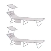 Leżaki ogrodowe - SoBuy Leżak łóżko Plażowy Ogrodowy Lato Składane Krzesło 2 szt, OGS48-MIx2 - miniaturka - grafika 1