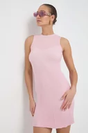 Sukienki - Guess sukienka kolor różowy mini rozkloszowana - miniaturka - grafika 1