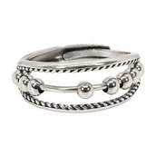 Pierścionki - SREBRNY PIERŚCIONEK ruchome kulki - stal chirurgiczna, biżuteria na prezent - miniaturka - grafika 1