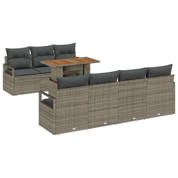 Zestaw Sof Ogrodowych Modularny Rattan Szary 6 Elementów