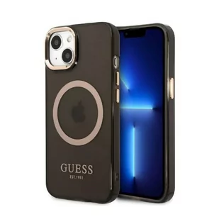 Etui Guess do iPhone 13 6,1" czarny/black hard case Gold Outline Translucent MagSafe - Etui i futerały do telefonów - miniaturka - grafika 1