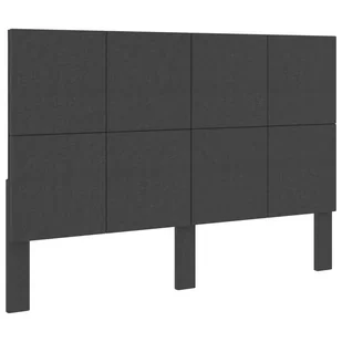 vidaXL Wezgłowie do łóżka, ciemnoszare, obite tkaniną, 140x200 cm - Inne meble do sypialni - miniaturka - grafika 1
