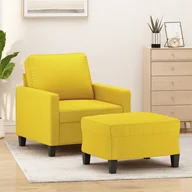 Sofy i kanapy - Fotel z podnóżkiem, jasnożółty, 60 cm, tkanina Lumarko! - miniaturka - grafika 1