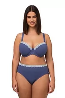 Biustonosze - Ulla Popken Damskie fiszbiny, koronka, prążkowany dżersej, miękkie miseczki, biustonosz B-D, niebieski (Atlanikblau), 115B - miniaturka - grafika 1