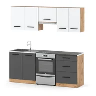 Meble kuchenne - Kuchnia nowoczesna modułowa z blatem pojemna mała 2m wotan biała szara mat - miniaturka - grafika 1