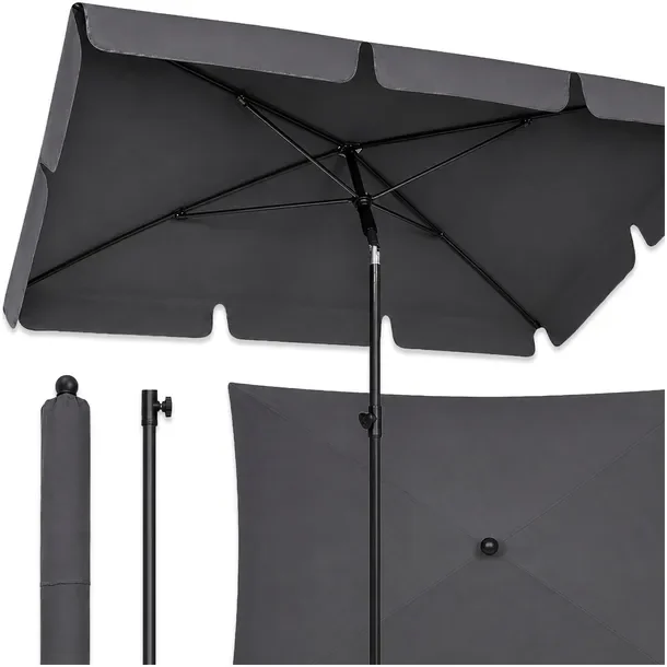 Parasol Ogrodowy Balkonowy Prostokątny Duży Na Balkon Ogród 200x130cm Szary
