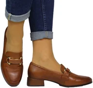 Mokasyny damskie - Mokasyny Stylowe Marco Tozzi 2-24206 43 305 Cognac Skóra Naturalna - MARCO TOZZI - miniaturka - grafika 1