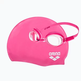 Arena Okulary + czepek Pool Set Jr fuchsia clear/fuchsia white 3468335124056 - Pływanie - miniaturka - grafika 1