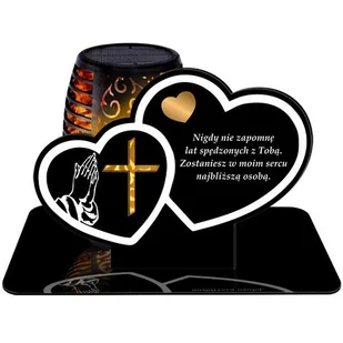 ZNICZ SOLARNY LED WIECZNY PODSTAWKA NA CMENTARZ GRÓB Serce EFEKT PŁOMIENIA DLA DZIADKÓW - Lampiony i znicze - miniaturka - grafika 1