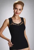 Koszulki i topy damskie - Koszulka damska na szerokich ramiączkach z koronką Porta Eldar czarna  S - miniaturka - grafika 1