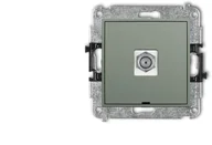 Gniazdka elektryczne - Karlik MINI Mechanizm gniazda antenowego pojedynczego typu F SAT niklowany szałwiowy 61MGFBO-1 - miniaturka - grafika 1