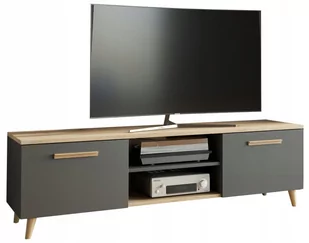 Szafka Rtv Bergen Styl Skandynawski Antracyt Dąb - Szafki RTV - miniaturka - grafika 1