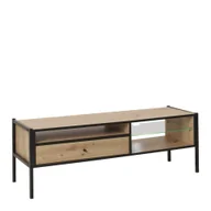 Szafki RTV - Szafka RTV 7 Livi Jurek Meble Dąb Artisan, Czarny - miniaturka - grafika 1