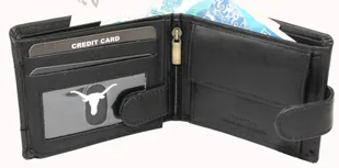 Portfel Męski Skórzany ANDREAS Skóra Licowa Mały Poziomy Z Zapięciem CZARNY RFID HK5130B ML 11,5 x 9 x 3 [cm] - Portfele - miniaturka - grafika 7