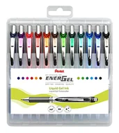 Długopisy - Pentel BL77-12 EnerGel Chowany długopis kulkowy z atramentem żelowym, średnica kulki 0,7 mm = szerokość linii 0,35 mm, plastikowe pudełko do wielokrotnego napełniania, różne kolory - miniaturka - grafika 1