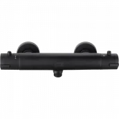 Baterie wannowe i prysznicowe - LAVEO BAT 74TD Bateria natryskowa ścienna termostatyczna bez zestawu natryskowego Dwuuchytowa Sposób montażu: ścienny Głowica: termostatyczna Wykończenie: czarne - miniaturka - grafika 1