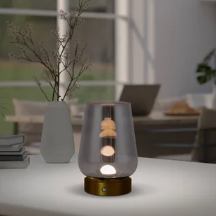 Näve Lampa stołowa LED 5305758 klosz szary dym - Lampy stojące - miniaturka - grafika 1