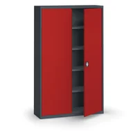 Pozostałe wyposażenie warsztatu - KOVONA Szafa metalowa, 1950 x 1200 x 400 mm, 4 półki, antracyt/czerwona C37030.2.O2.24B2B - miniaturka - grafika 1