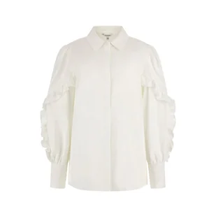 Damska Koszula GUESS LS SOPHIA RUFFLE SLV BUTTON UP W4RH03WAF10-G011 – Biały - Koszule damskie - miniaturka - grafika 1