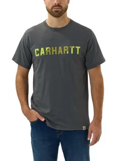 Koszulki sportowe męskie - Koszulka męska T-shirt Carhartt Force Midweight Block Logo Cabon Heather - grafika 1