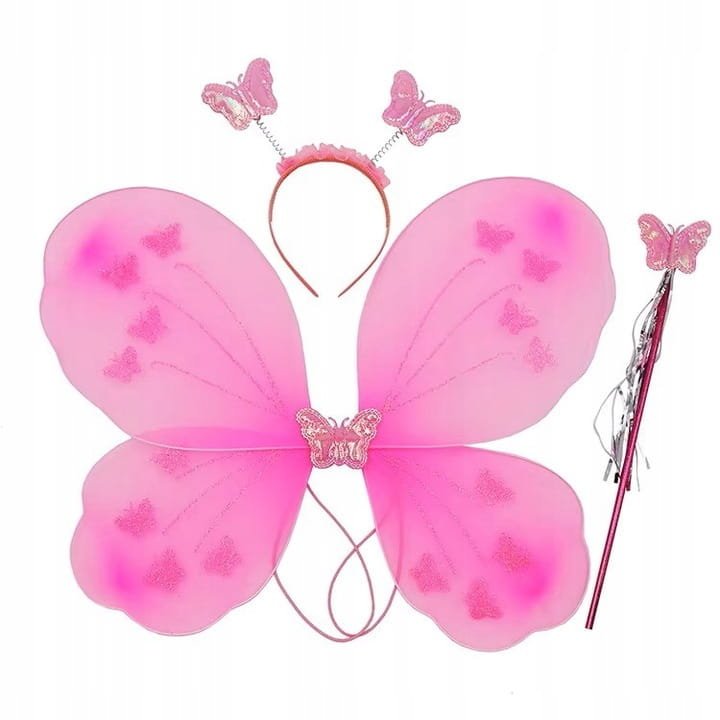 Strój Motylka dla dzieci – skrzydła, opaska i różdżka
