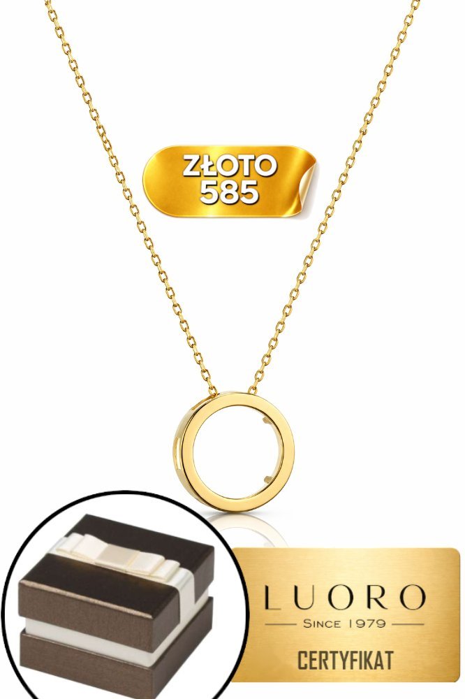 NASZYJNIK ZŁOTY 585 14K RUCHOMY RING KÓŁKO 45 CM ELEGANCKI PREZENT