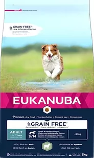 EUKANUBA Grain Free Karma dla psów dorosłych małych i średnich ras, bogata w jagnięcinę, 3 kg - Sucha karma dla psów - miniaturka - grafika 1
