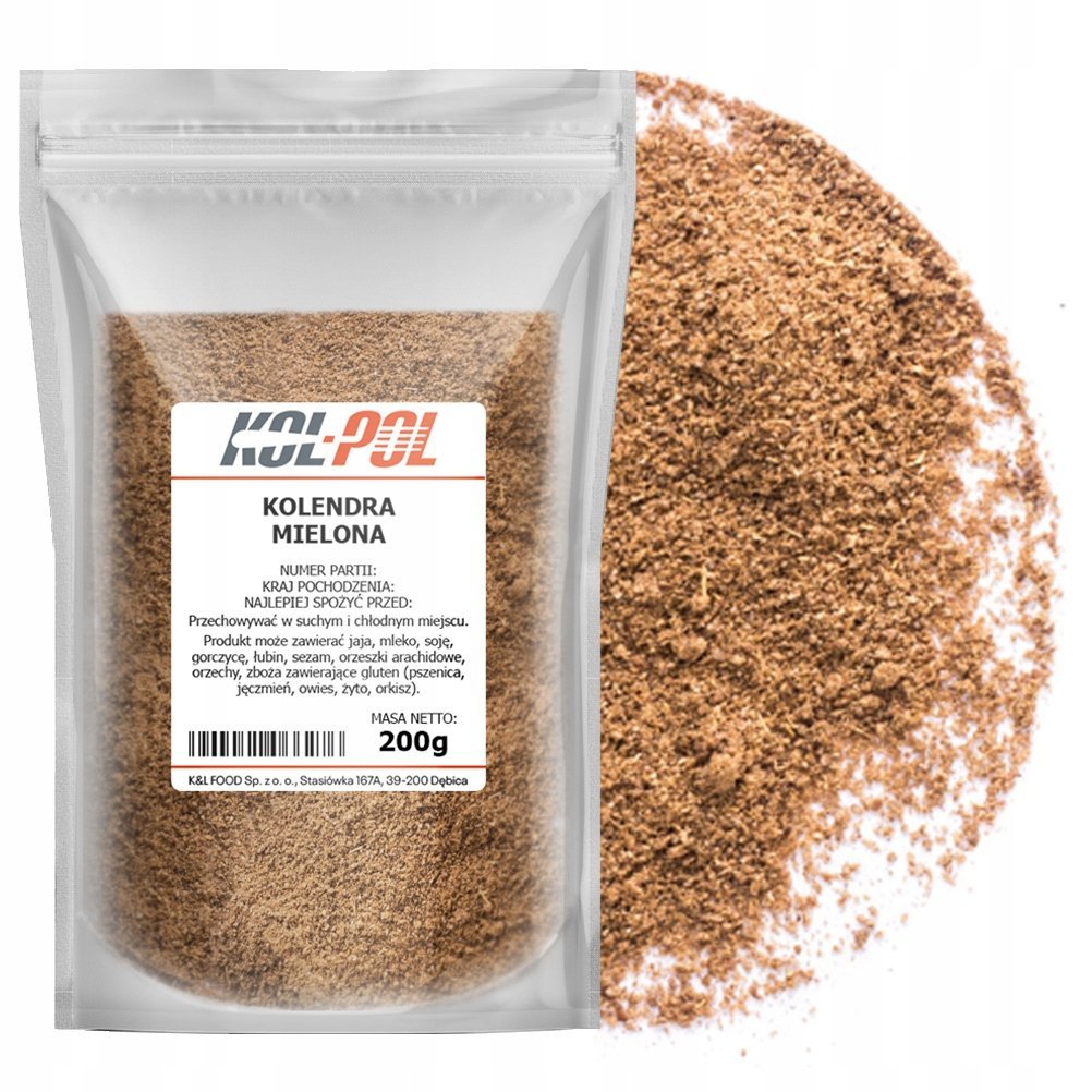 KOLENDRA MIELONA 200g Naturalna aromatyczna przyprawa wysoka jakość Kol-Pol