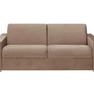 Sofy i kanapy - Kanapa 4-osobowa z ekspresowym mechanizmem rozkładania z weluru CALITO - Beżowy - Wymiary miejsca do spania: 160 cm - Materac 18 cm z pamięcią kształt - miniaturka - grafika 1