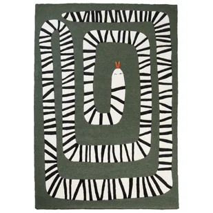 Dywan wełniany motyw węża 160 x 230 cm zielony OKAPI - Dywany - miniaturka - grafika 1
