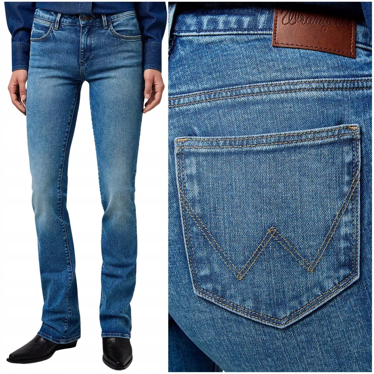 Wrangler Bootcut Rustler Wash rozszerzane damskie spodnie jeansowe W28 L32